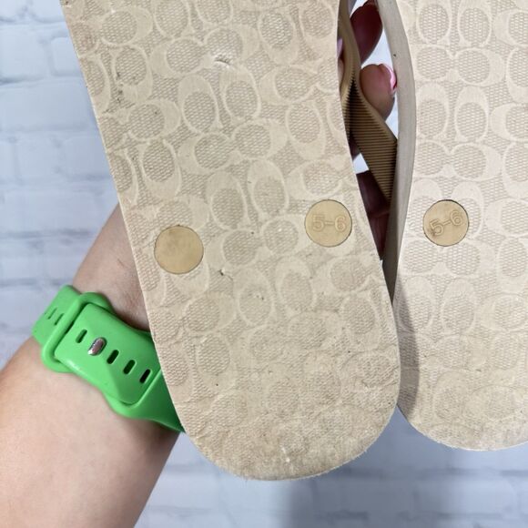 Coach Flip Flop Sandals Women Size 5-6 CC Signature Bow Slip On Summer Shoes - Picture 10 of 14